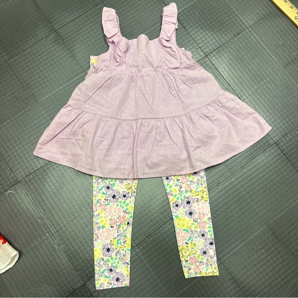 SHABBY CHIC GIRLS 2 PIECE OUTFIT PURPLE FLORAL LEGGINGS 5/6